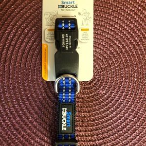 Smart Buckle M Blue Dog Collar NWT